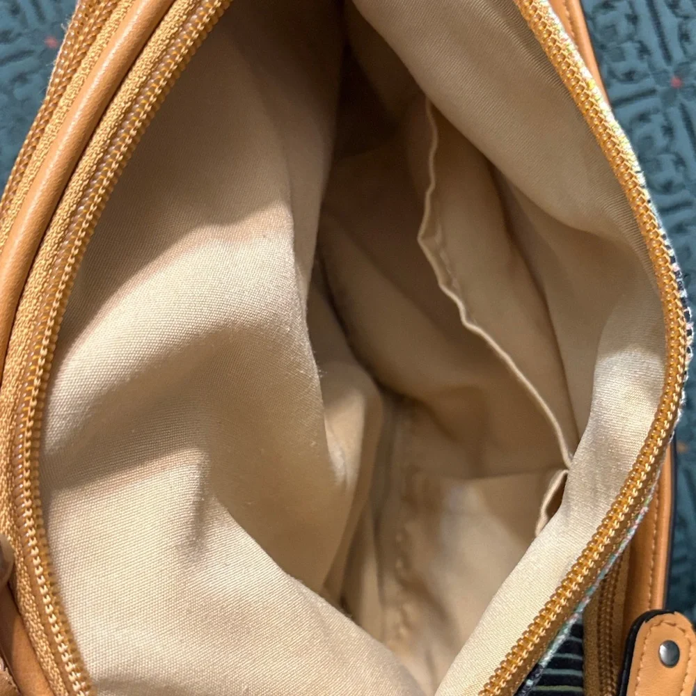 Jaclyn Smith Multicolor Striped Shoulder Bag with Tan Details